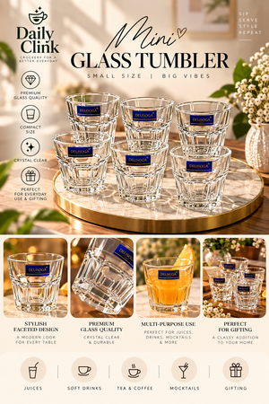 Mini Glass Tumbler Set | 6 Pieces | DAILYCLINK