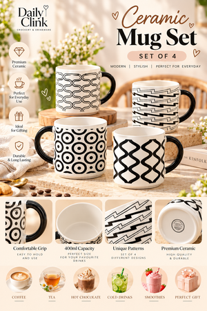 Everyday Ceramic Mug Set of 4 (400ml) | Daily Clink ☕