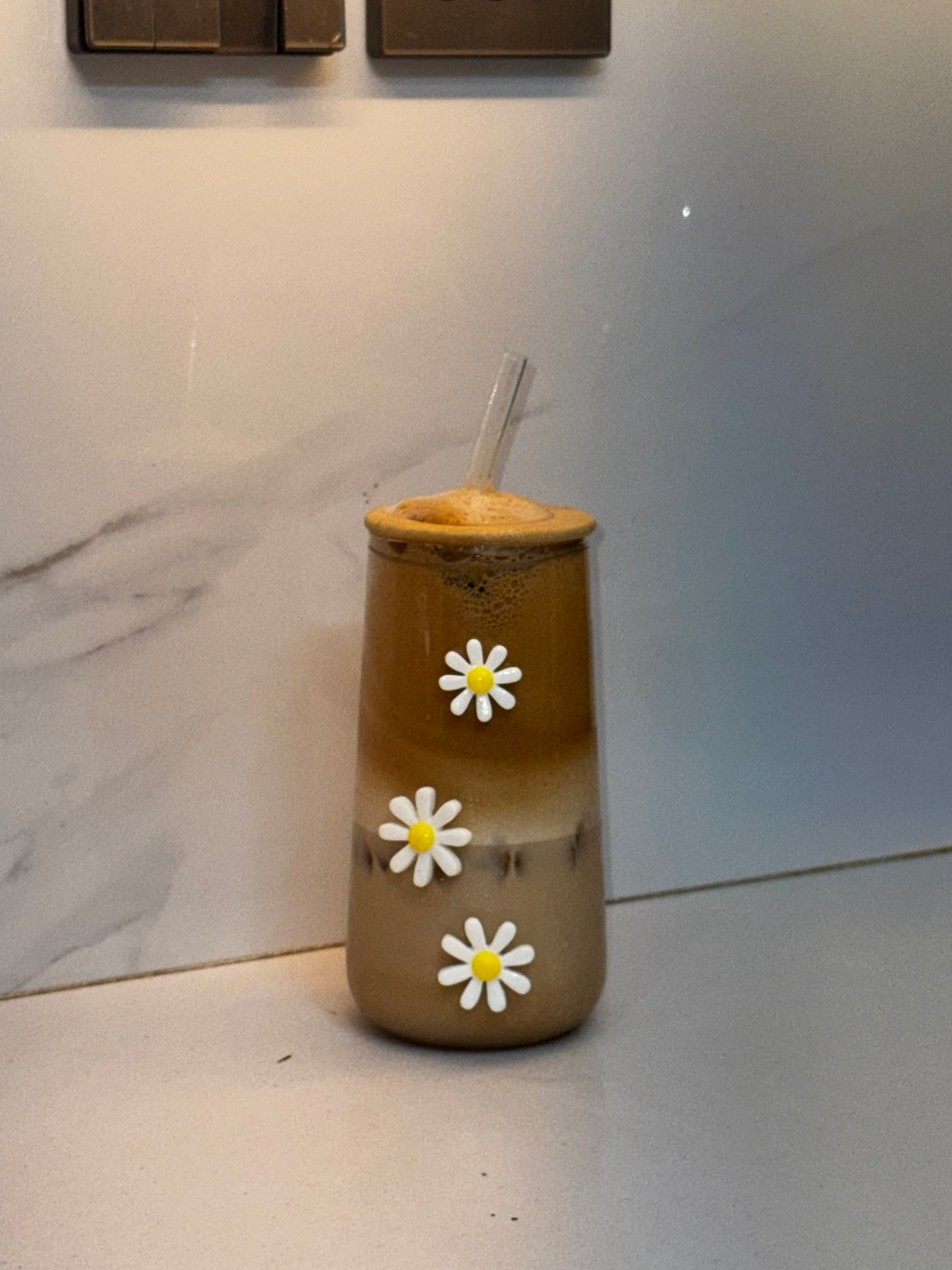 Cute Floral Glass Sipper with Bamboo Lid & Straw | Daily Clink πΌ