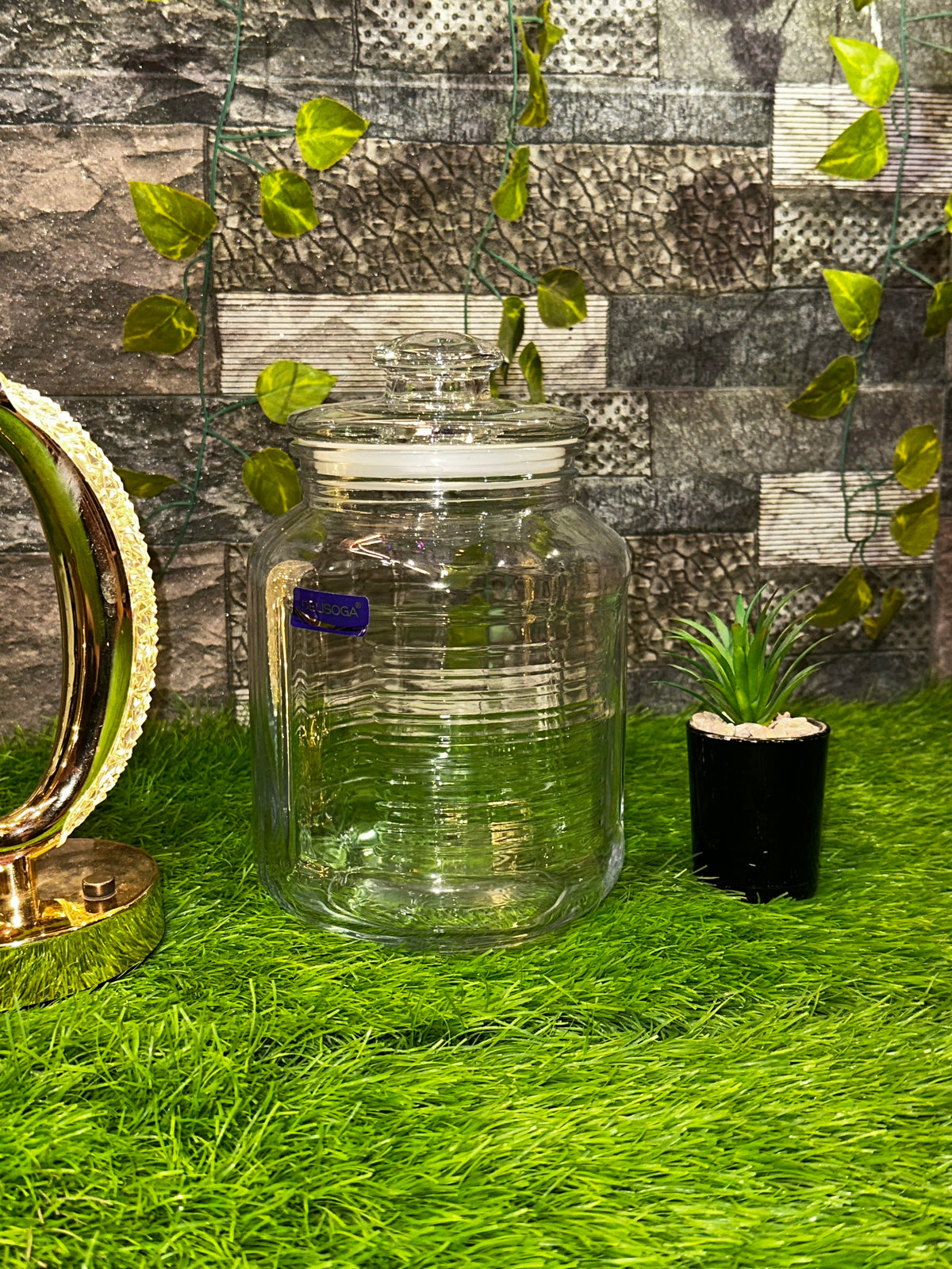 Glass Storage Jar 2.2L with Lid | Premium Textured Glass Kitchen Canister