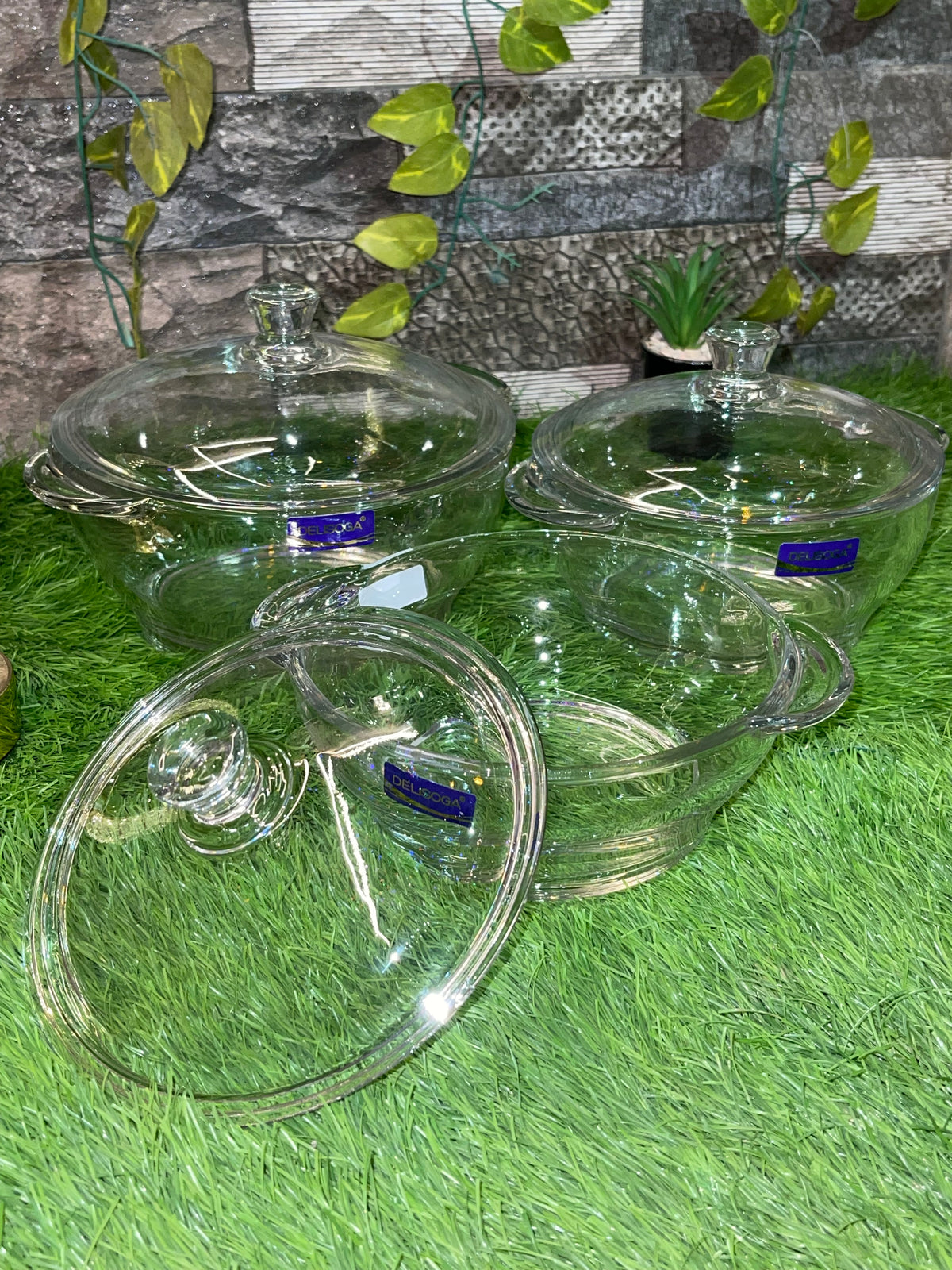 Clear|Black Glass Casserole Set with Lids | Daily Clink