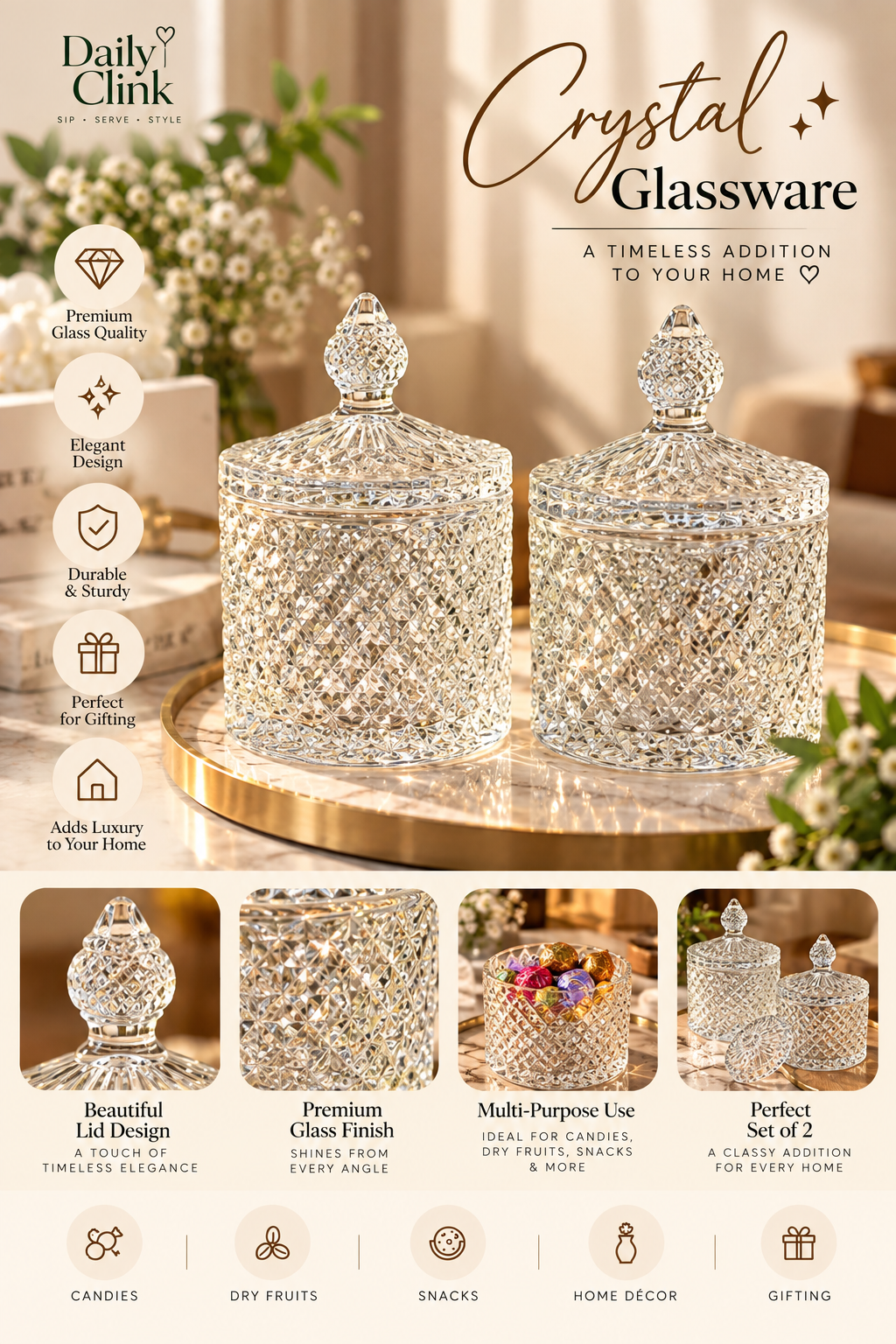 Crystal Glassware Set of 2 | Daily Clink