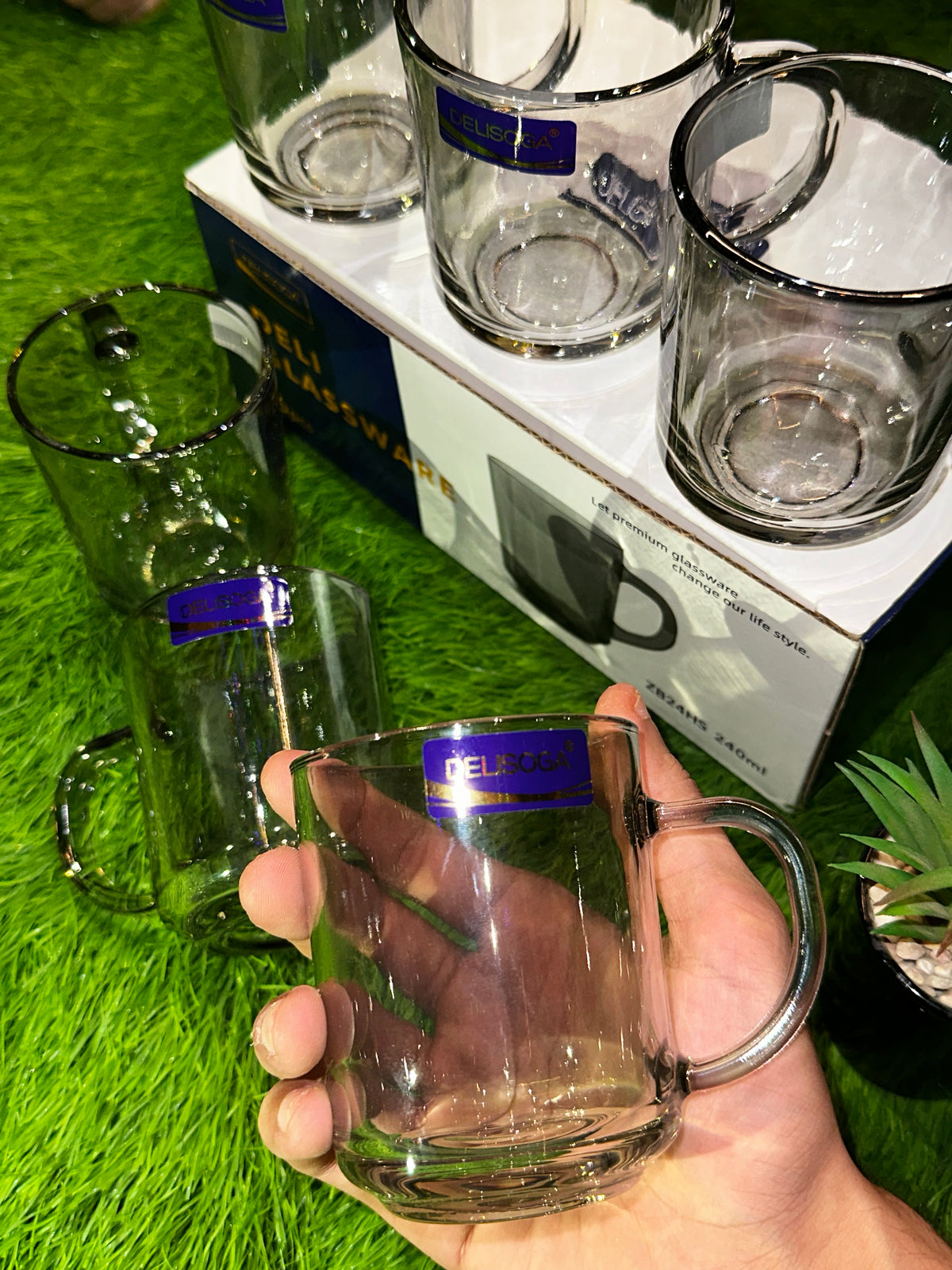Crystal Clear Glass Mugs Set of 6 (240ml) | Daily Clink ☕