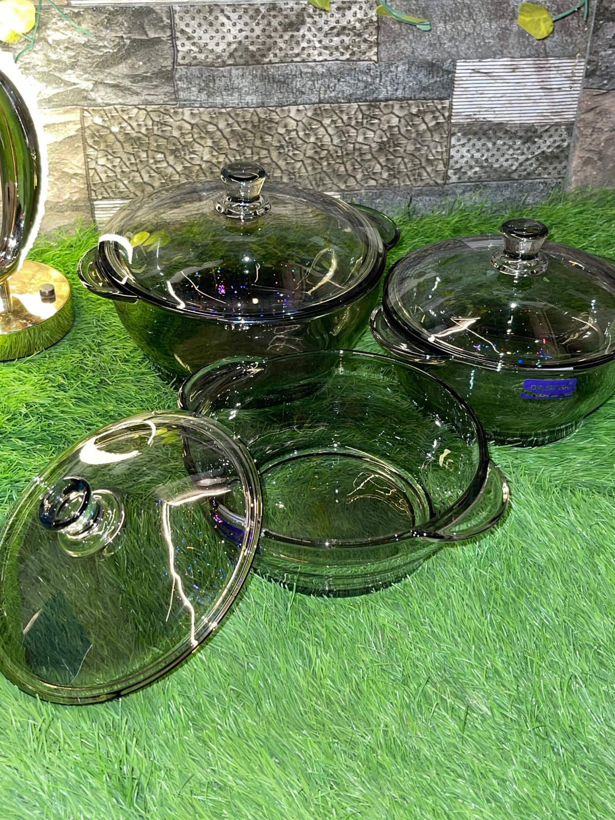 Clear|Black Glass Casserole Set with Lids | Daily Clink