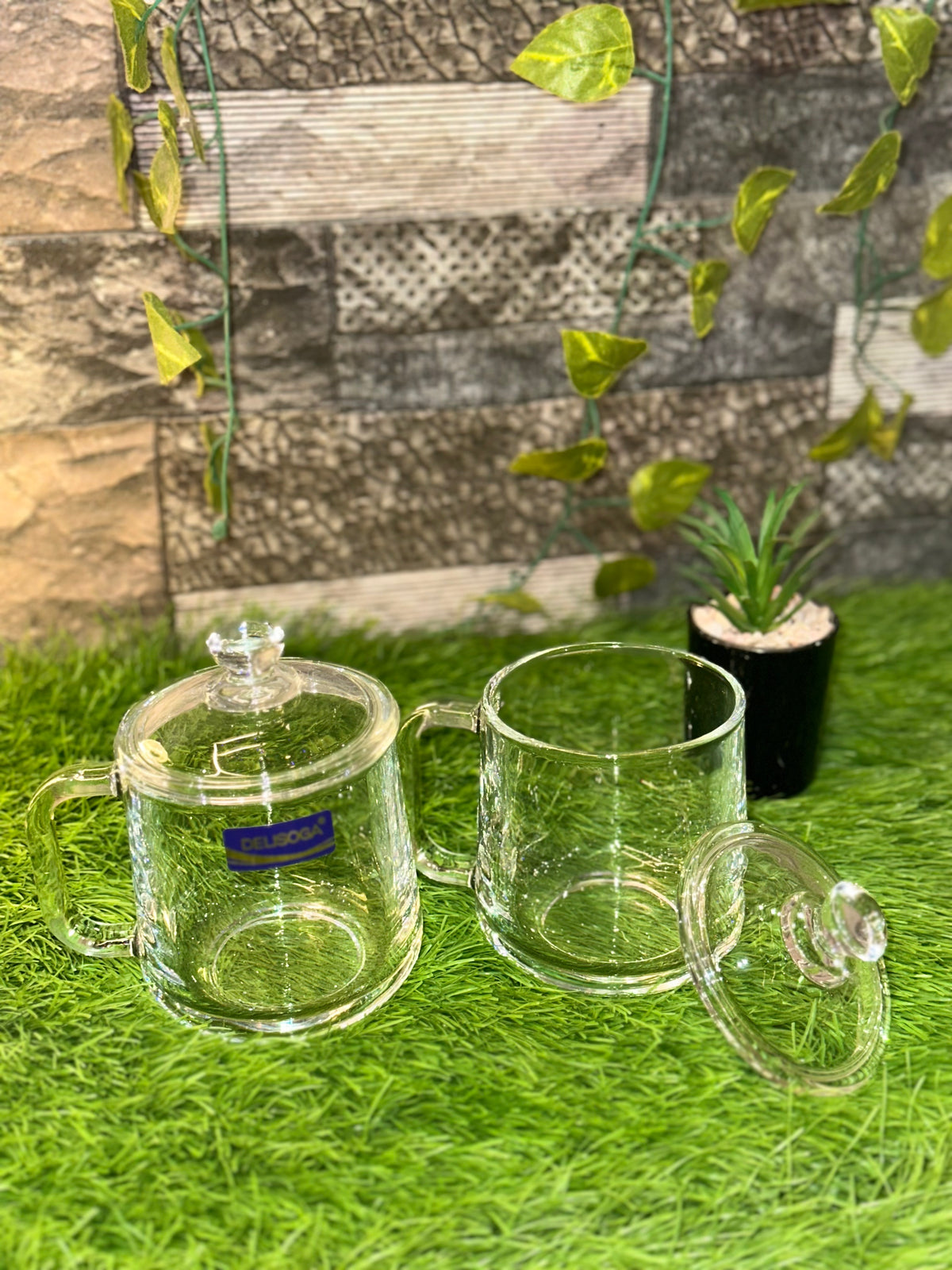 Crystal Glass Mug with Lid | Daily Clink ☕️🤍