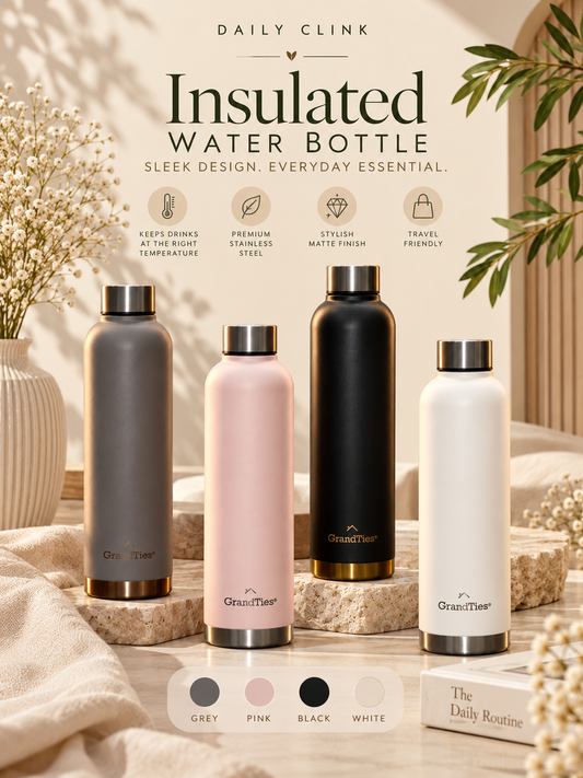 GrandTies Insulated Water Bottle | Premium Stainless Steel Bottle | Daily Clink