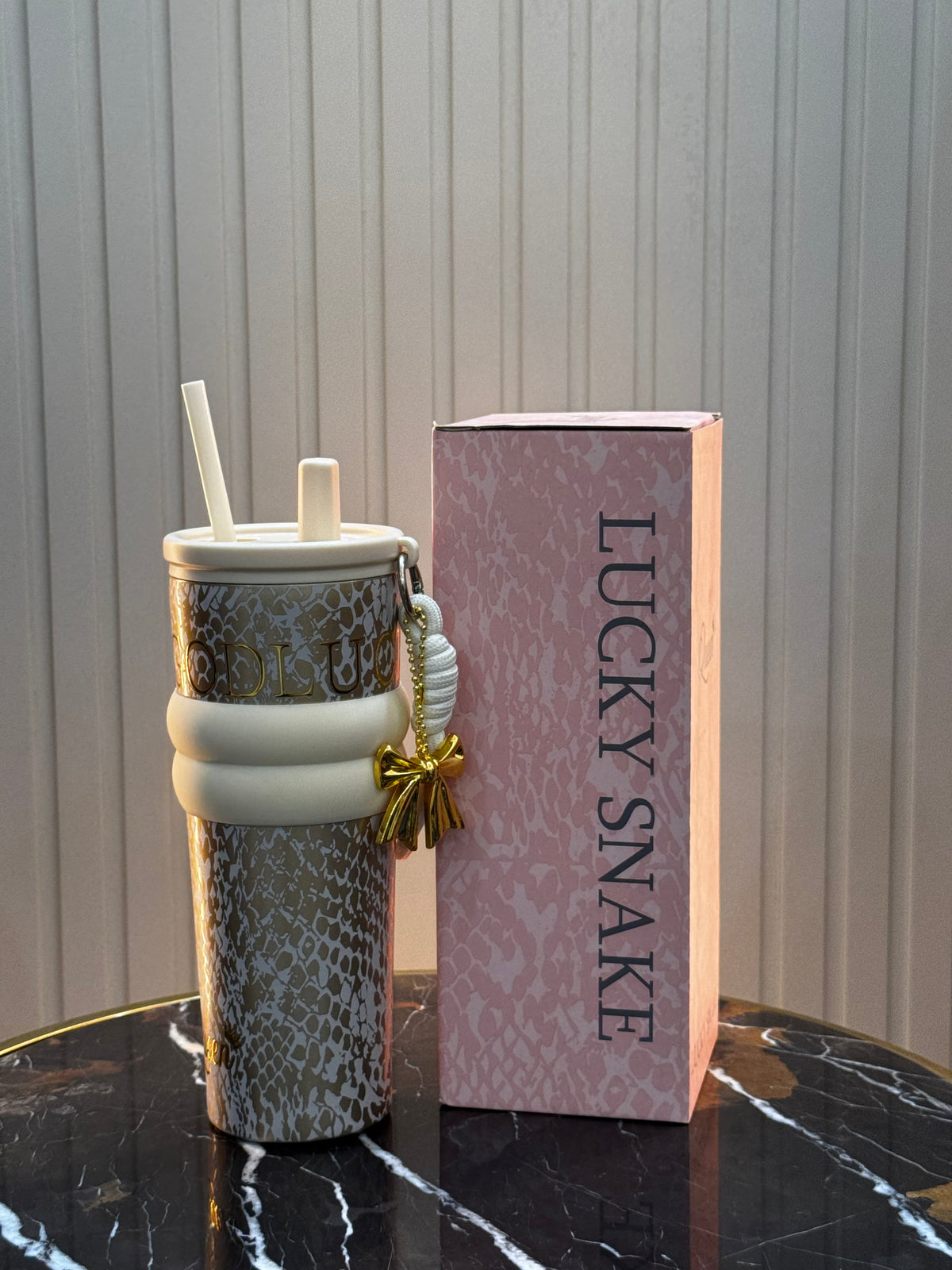 Queen & MWM Premium Snake Print Tumbler with Lid & Straw | Daily Clink