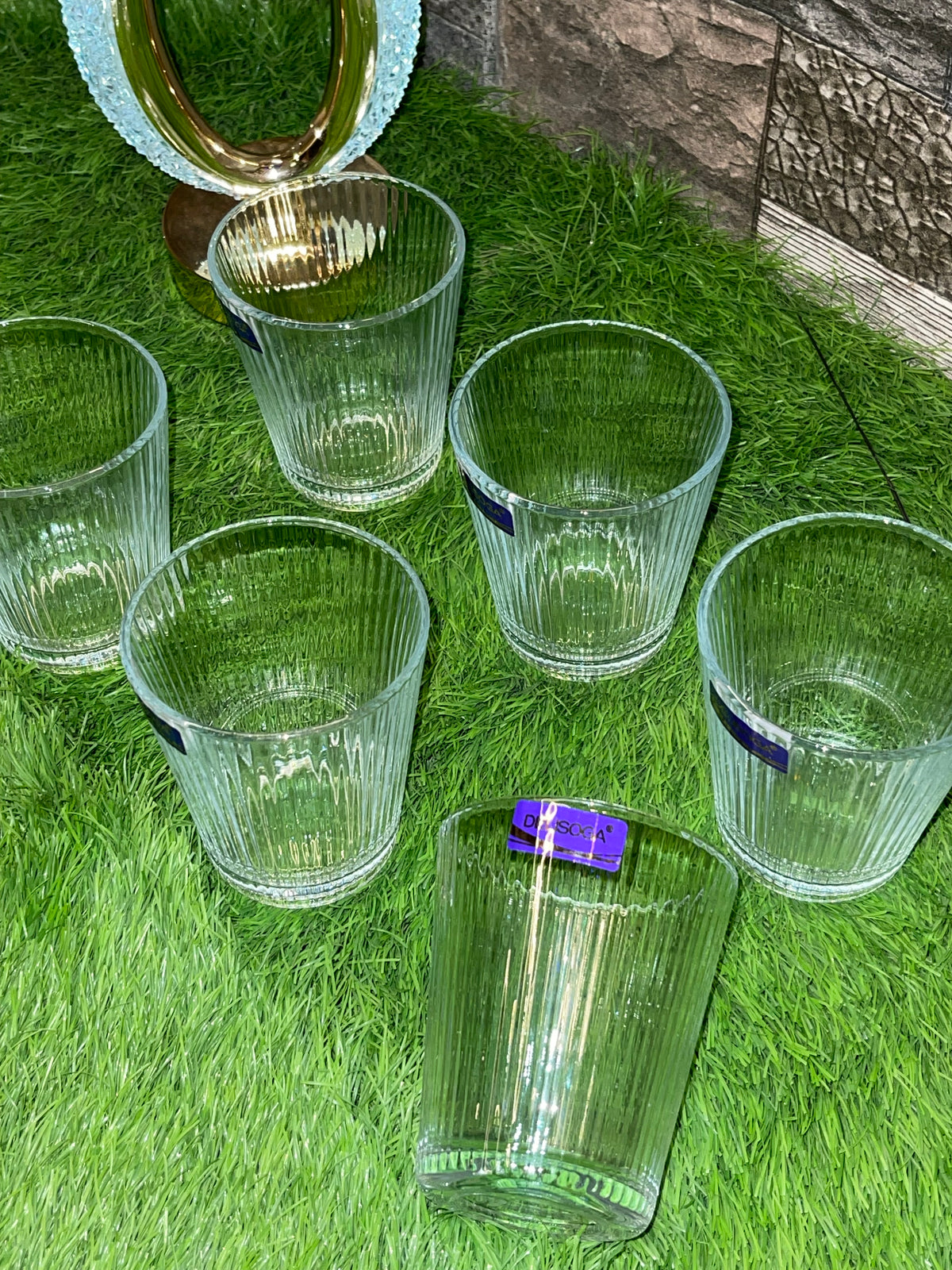 DSY 5840-1A Ribbed Glass Tumbler Set of 6