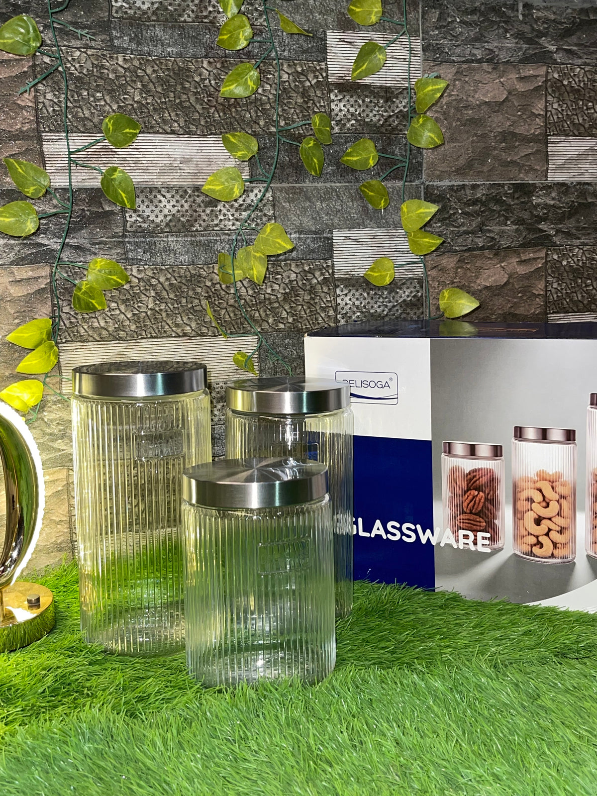 Ribbed Glass Storage Jar Set | Daily Clink