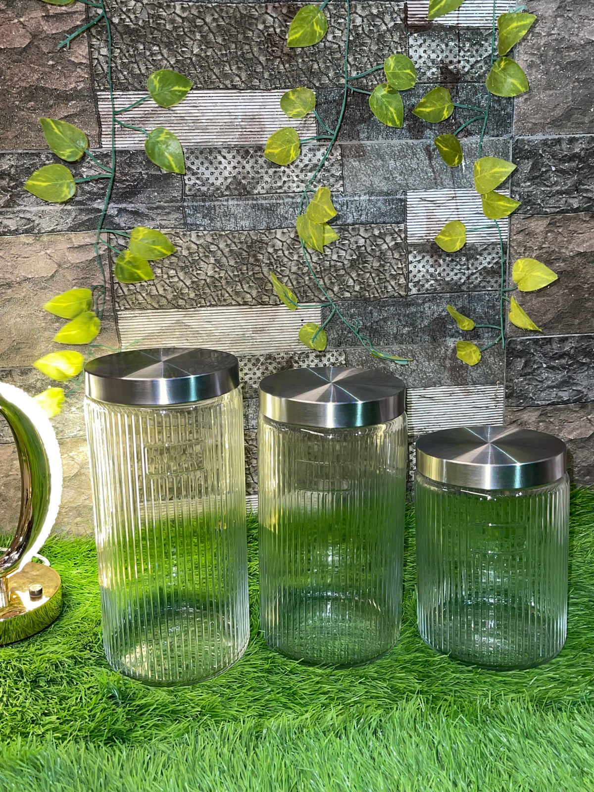 Ribbed Glass Storage Jar Set | Daily Clink