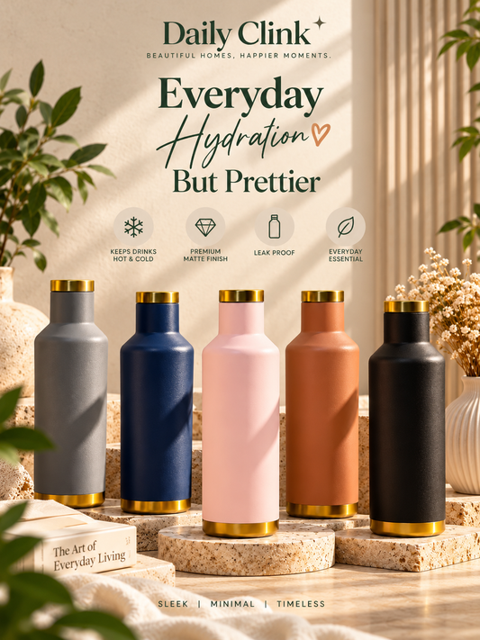 Premium Matte Insulated Bottle with Golden Accents | Daily Clink ✨