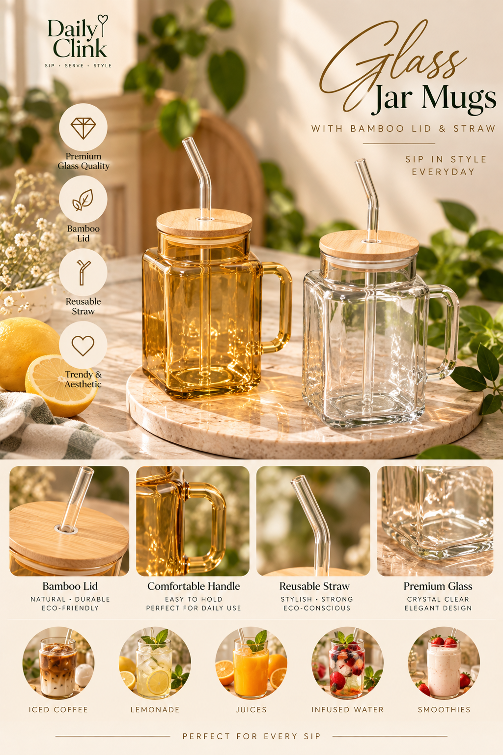 Mug Style Glass Sipper